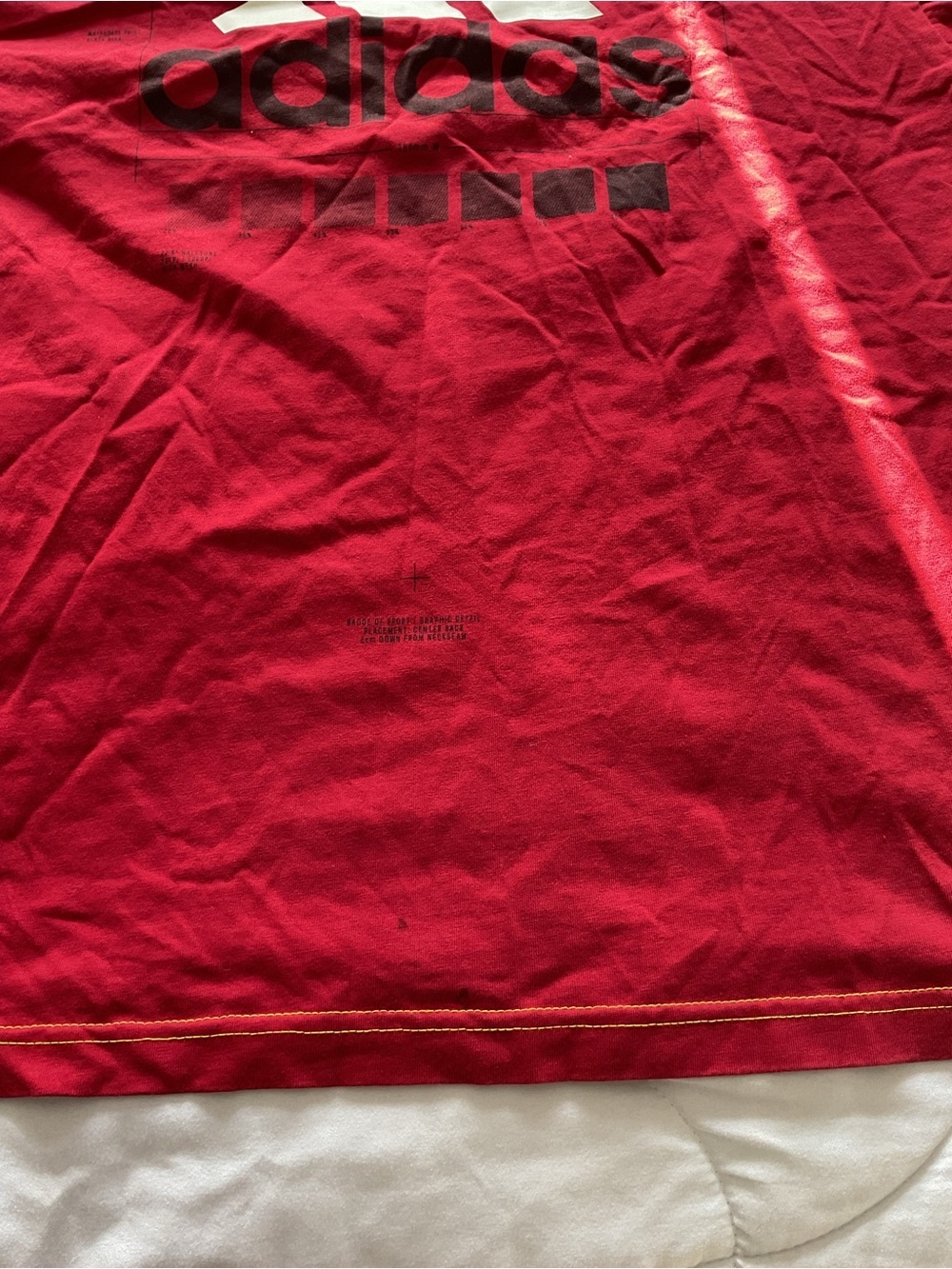 adidas Men’s Red Crew Tee with White Logo - Picture 7 of 9